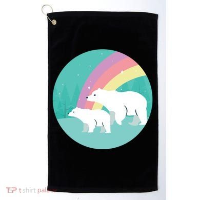 Cute Polar Bears Rainbow Golf Towel