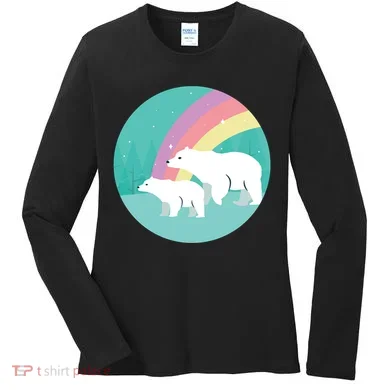Cute Polar Bears Rainbow Women's Long Sleeve Shirt