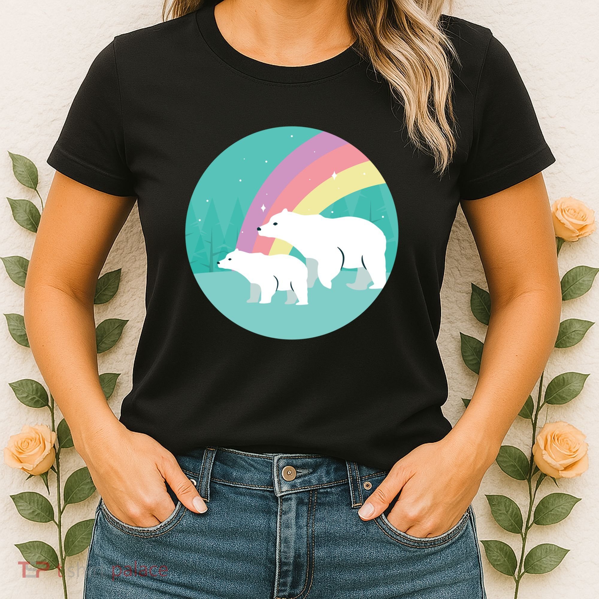 Cute Polar Bears Rainbow Women's T-Shirt