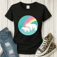 Cute Polar Bears Rainbow Women's T-Shirt thumb 3