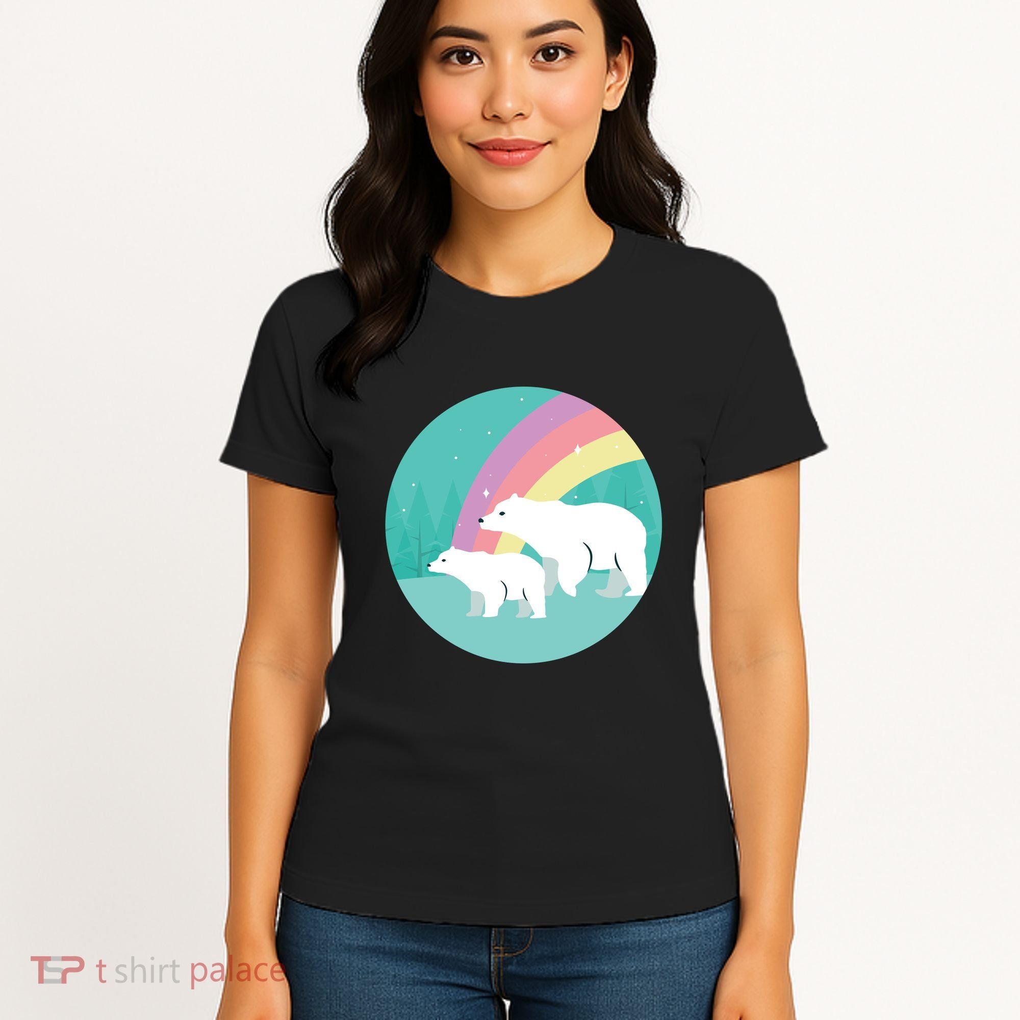 Cute Polar Bears Rainbow Women's T-Shirt