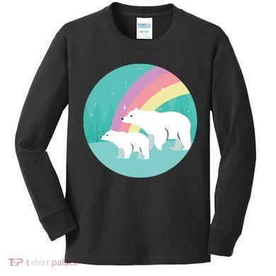 Cute Polar Bears Rainbow Kids Long Sleeve Shirt