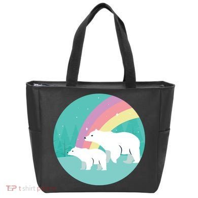 Cute Polar Bears Rainbow Tote Bag
