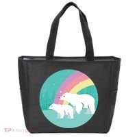 Cute Polar Bears Rainbow Tote Bag thumb 0