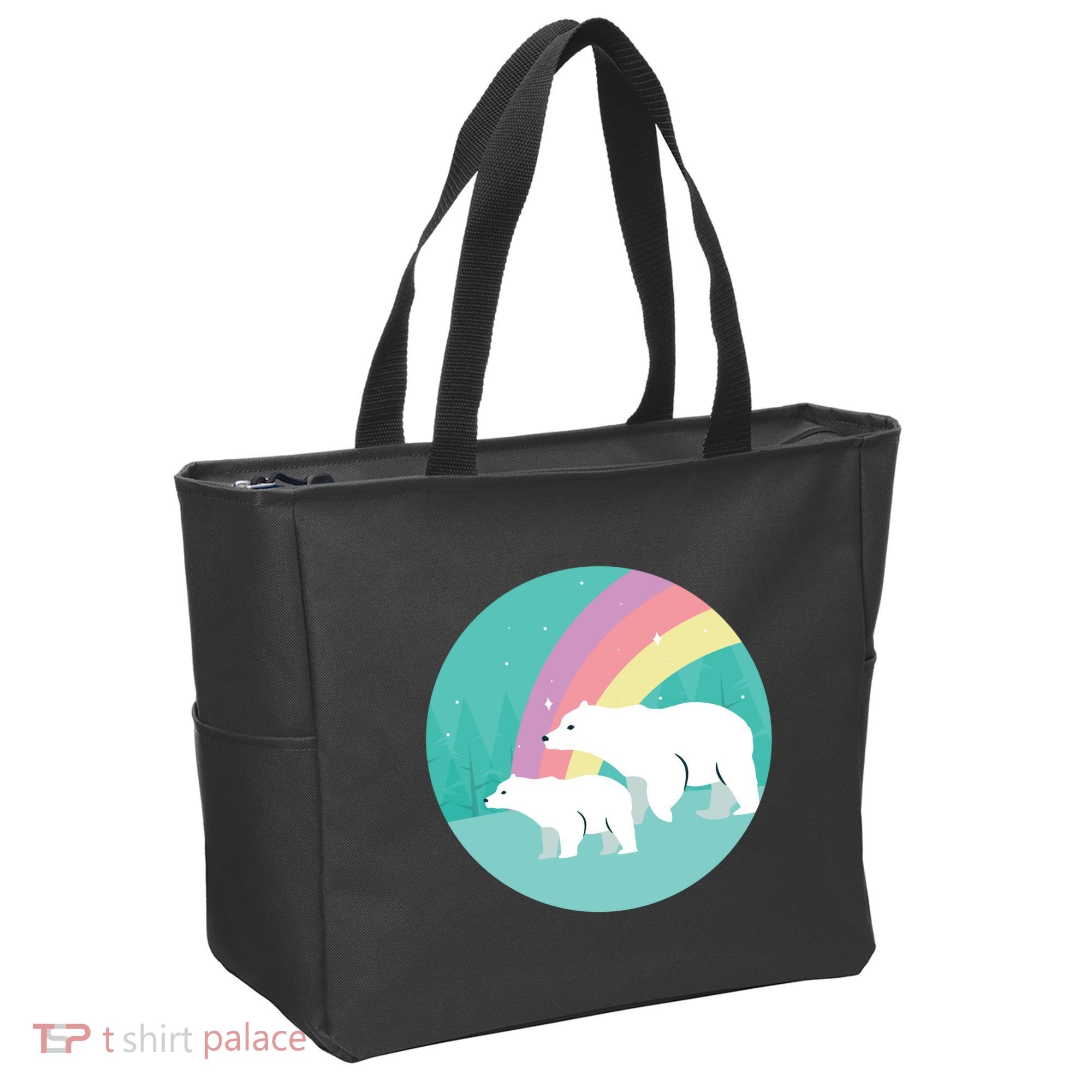 Cute Polar Bears Rainbow Tote Bag