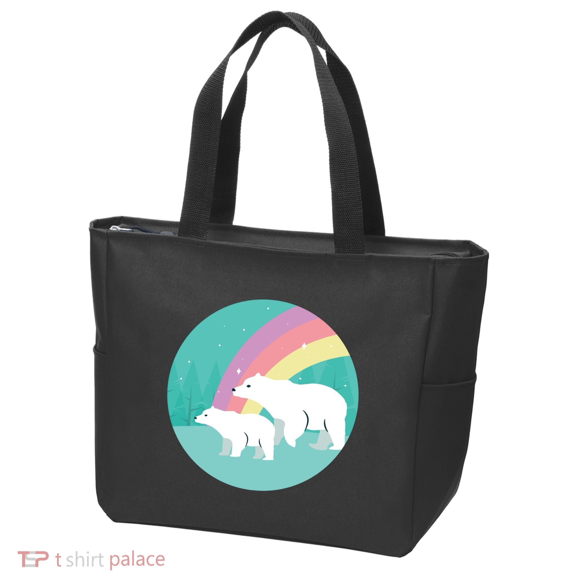 Cute Polar Bears Rainbow Tote Bag