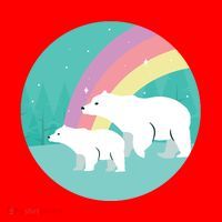 Cute Polar Bears Rainbow Santa Hat thumb 1