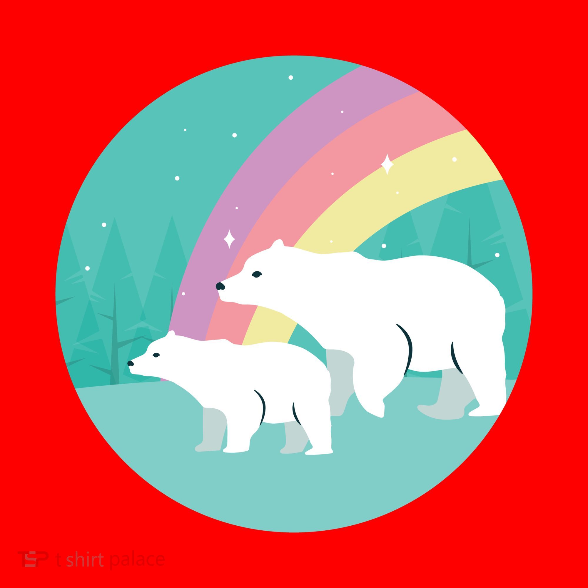 Cute Polar Bears Rainbow Santa Hat
