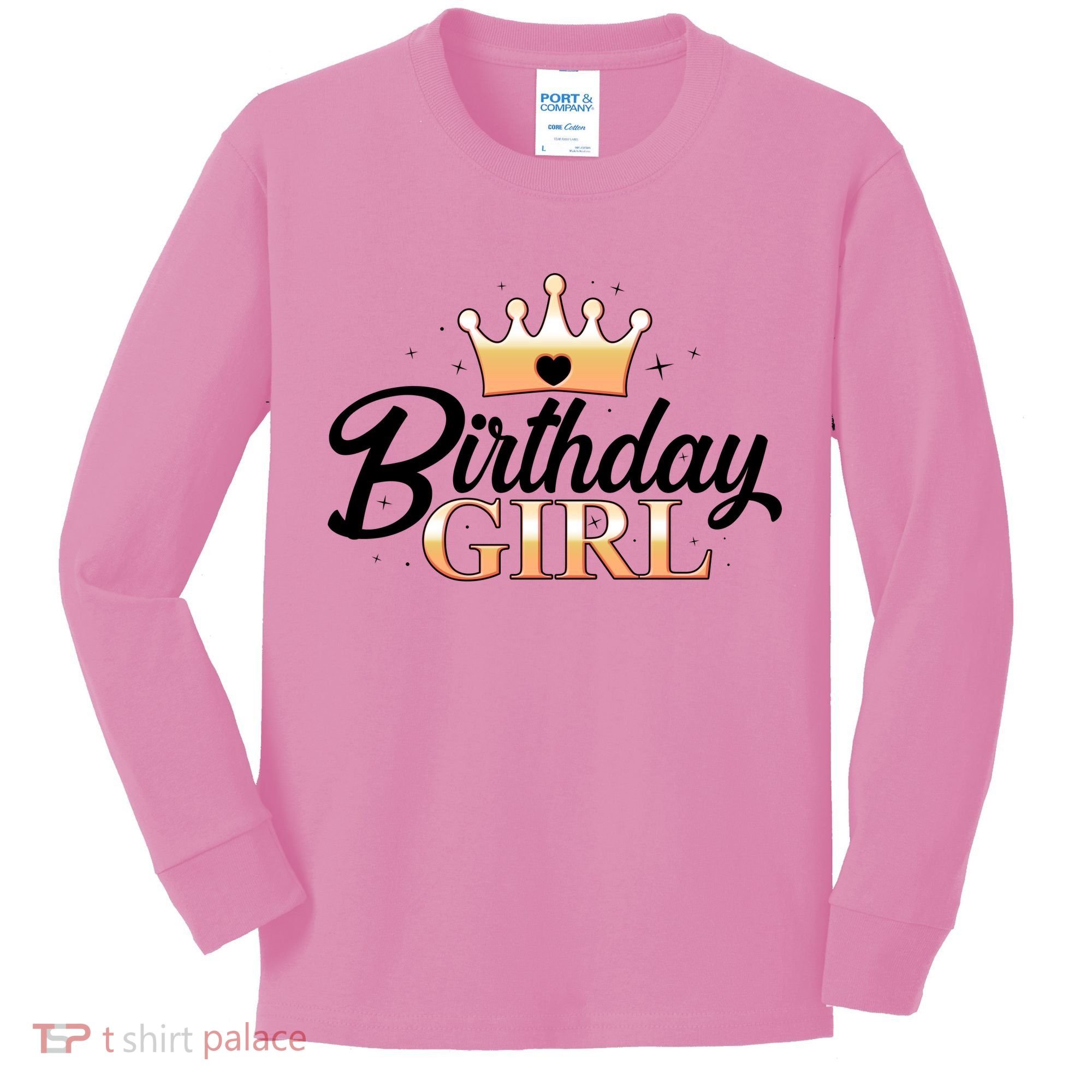 Cute Princess Tiara Birthday Girl  Kids Long Sleeve Shirt