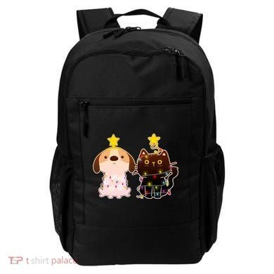 Cute Puppy and Kitten Christmas Lights Backpack