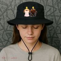 Cute Puppy and Kitten Christmas Lights Bucket Hat thumb 3