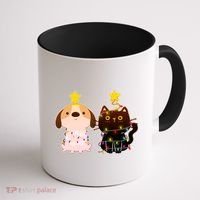 Cute Puppy and Kitten Christmas Lights Coffee Mug thumb 1