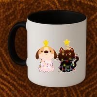 Cute Puppy and Kitten Christmas Lights Coffee Mug thumb 2