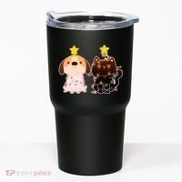 Cute Puppy and Kitten Christmas Lights Tumbler thumb 0