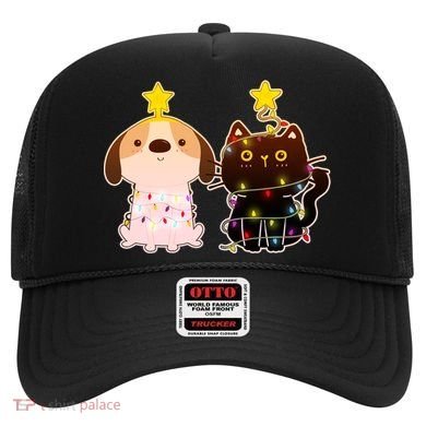 Cute Puppy and Kitten Christmas Lights Hat