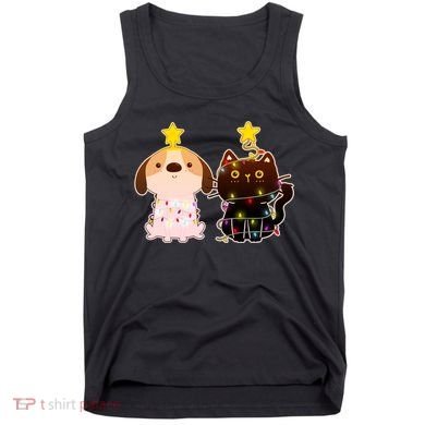 Cute Puppy and Kitten Christmas Lights Tank Top
