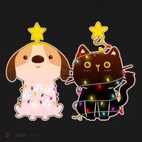 Cute Puppy and Kitten Christmas Lights Tank Top thumb 6