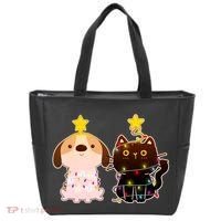 Cute Puppy and Kitten Christmas Lights Tote Bag thumb 0
