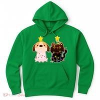 Cute Puppy and Kitten Christmas Lights Hoodie thumb 0
