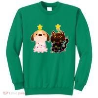 Cute Puppy and Kitten Christmas Lights Sweatshirt thumb 0