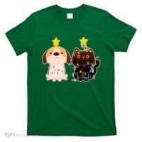 Cute Puppy and Kitten Christmas Lights T-Shirt thumb 0