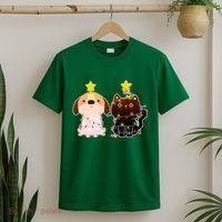 Cute Puppy and Kitten Christmas Lights T-Shirt thumb 2