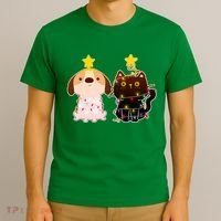 Cute Puppy and Kitten Christmas Lights T-Shirt thumb 3