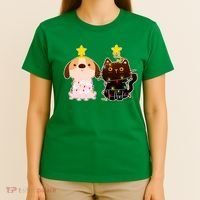 Cute Puppy and Kitten Christmas Lights T-Shirt thumb 4
