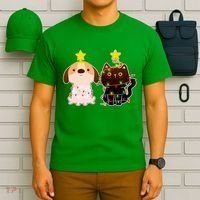 Cute Puppy and Kitten Christmas Lights T-Shirt thumb 6