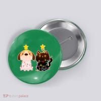 Cute Puppy and Kitten Christmas Lights Button thumb 0