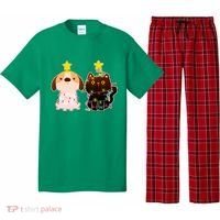 Cute Puppy and Kitten Christmas Lights Pajama Set thumb 0