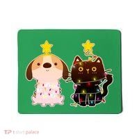 Cute Puppy and Kitten Christmas Lights Mousepad thumb 0