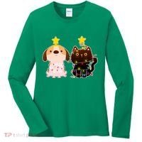Cute Puppy and Kitten Christmas Lights Women's Long Sleeve Shirt thumb 0