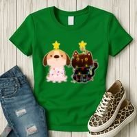 Cute Puppy and Kitten Christmas Lights Women's T-Shirt thumb 3