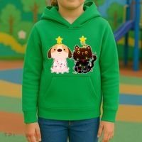 Cute Puppy and Kitten Christmas Lights Kids Hoodie thumb 3