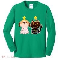 Cute Puppy and Kitten Christmas Lights Kids Long Sleeve Shirt thumb 0