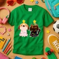 Cute Puppy and Kitten Christmas Lights Kids T-Shirt thumb 3
