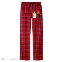 Cute Puppy and Kitten Christmas Lights Men's Flannel Plaid Pajama Pants thumb 0