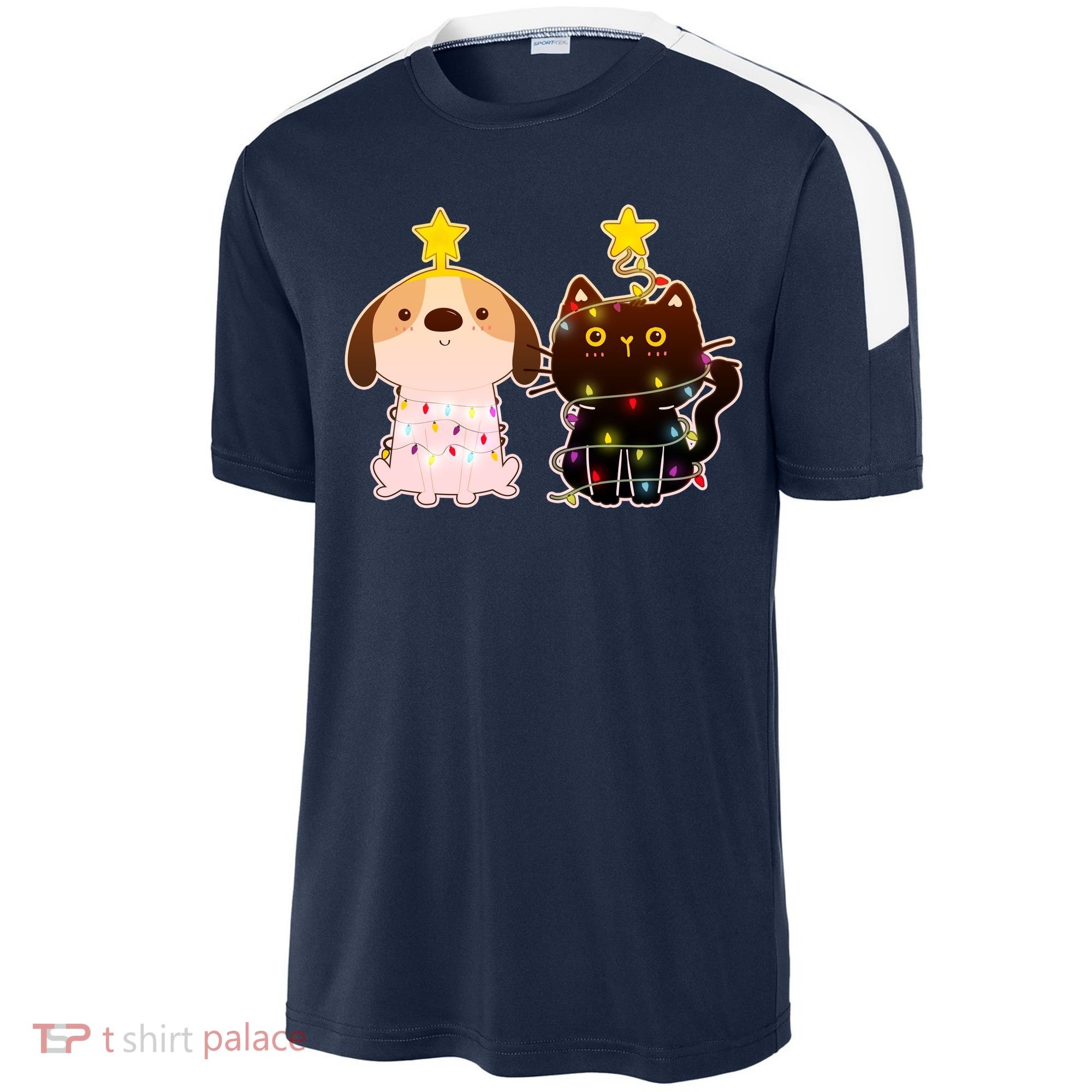 Cute Puppy and Kitten Christmas Lights Sport-Tek Competitor United Soccer Jersey