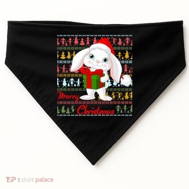 Cute Rabbit Ugly Christmas Sweater USA-Made Doggie Bandana