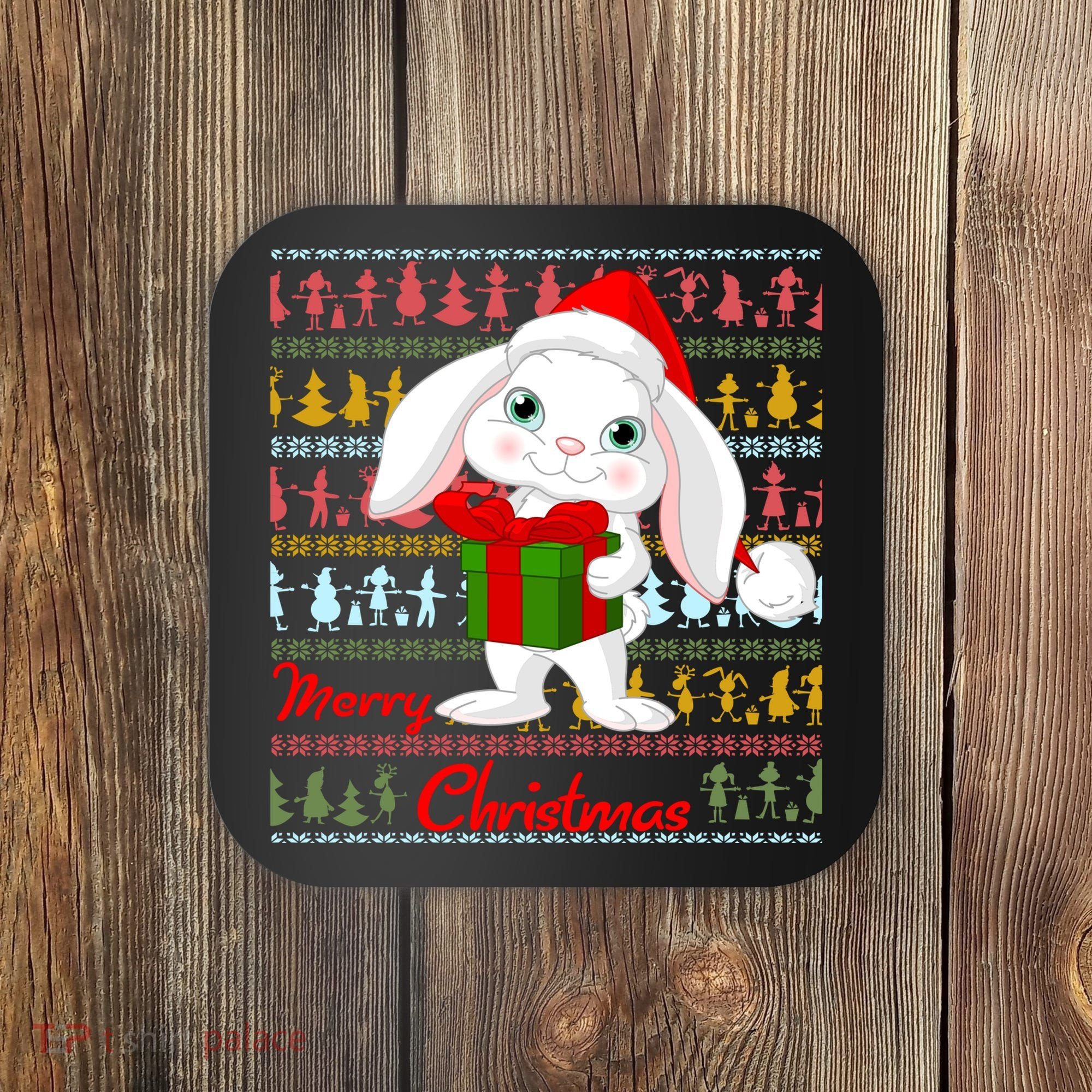 Cute Rabbit Ugly Christmas Sweater Coaster