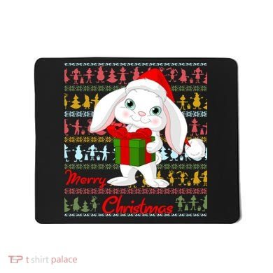 Cute Rabbit Ugly Christmas Sweater Mousepad