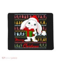 Cute Rabbit Ugly Christmas Sweater Mousepad thumb 0