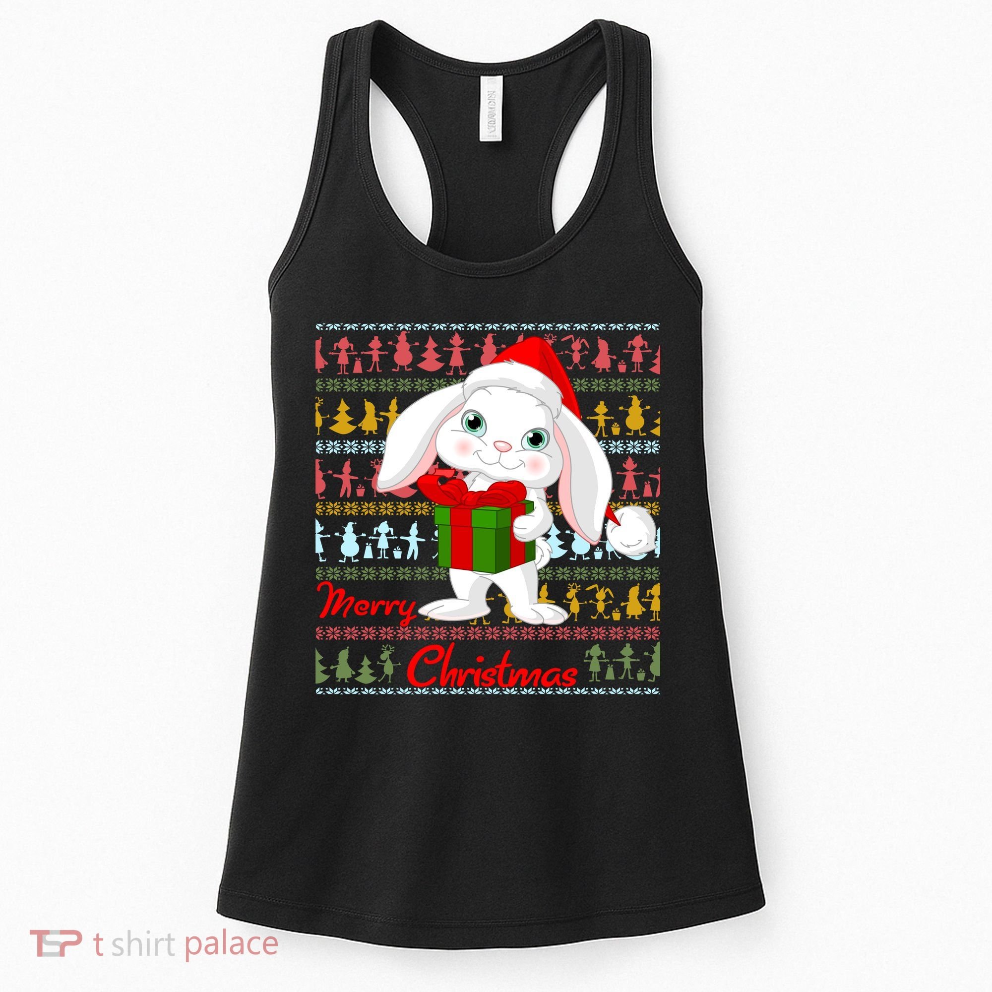 Cute Rabbit Ugly Christmas Sweater Women's Tank Top
