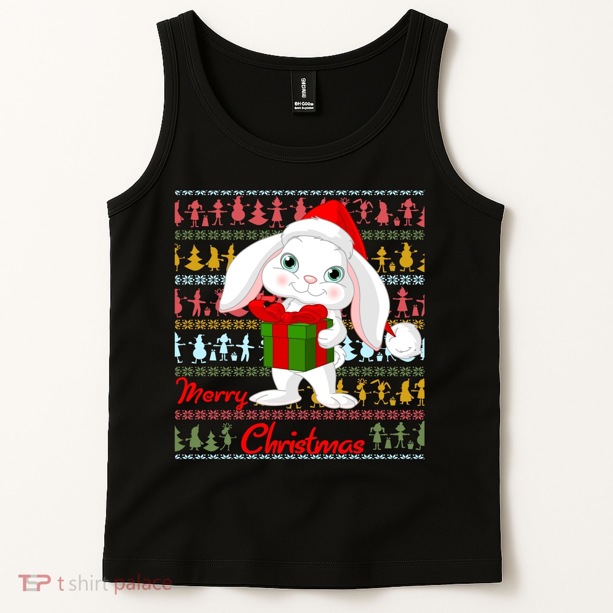 Cute Rabbit Ugly Christmas Sweater Tank Top