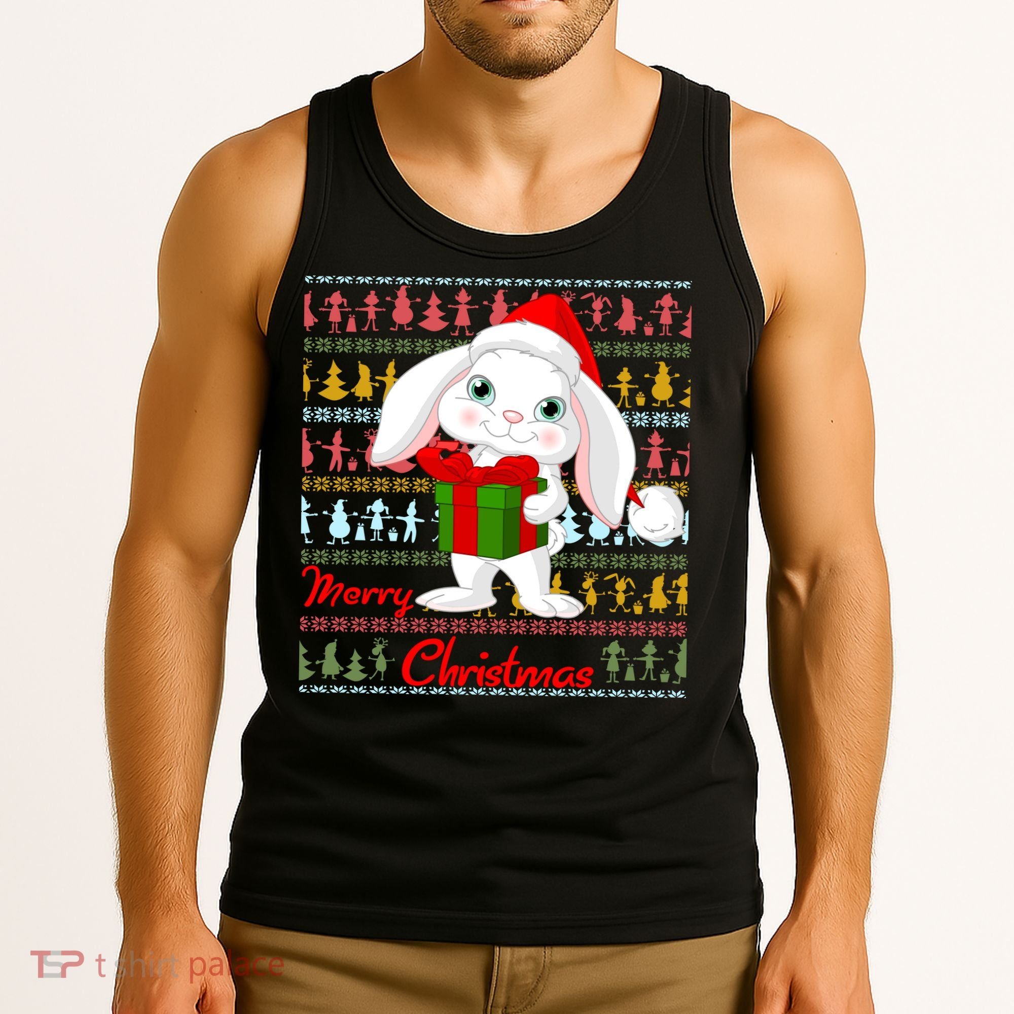 Cute Rabbit Ugly Christmas Sweater Tank Top