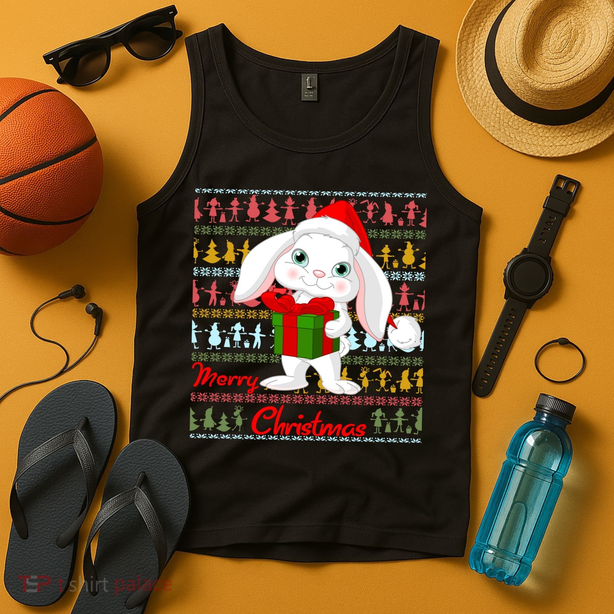 Cute Rabbit Ugly Christmas Sweater Tank Top