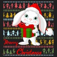 Cute Rabbit Ugly Christmas Sweater Golf Towel thumb 3