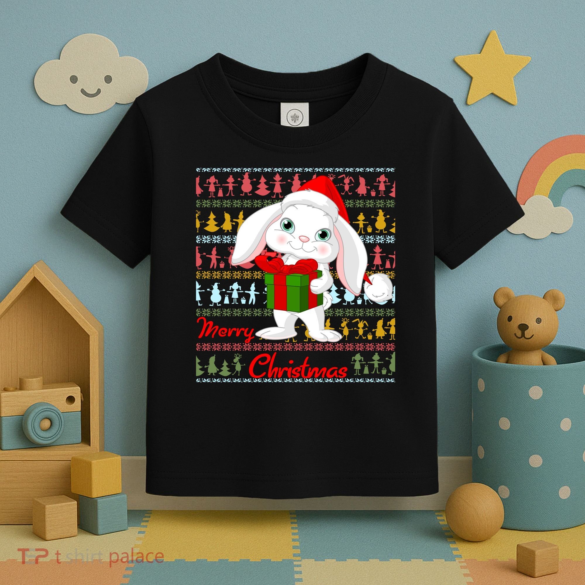 Cute Rabbit Ugly Christmas Sweater Toddler T-Shirt