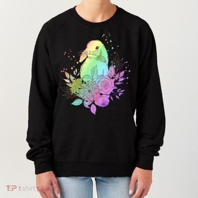 Cute Rainbow Pastel Easter Bunny Women's Sweatshirt